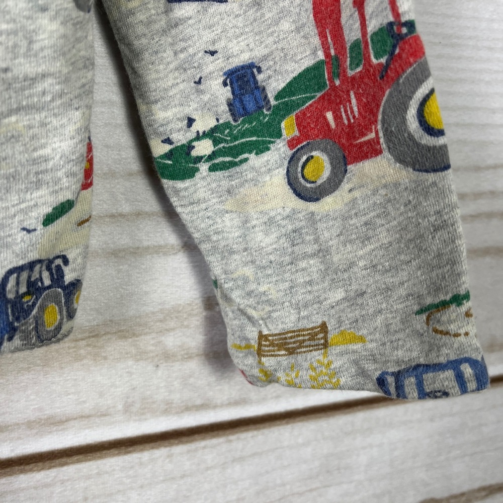 Baby Boden Tractor Print Long Sleeve Shirt Boys Reversible 3T Cotton Striped - Picture 2 of 6